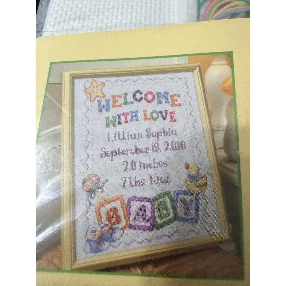 Bucilla Baby Blocks Birth Record Counted Cross Stitch Kit‎ WM45403 9x11.5 NEW